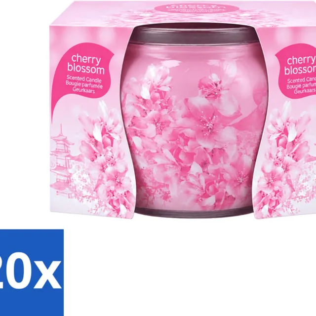 At Home 20 x At Home - Scents - Geurkaars - Cherry Blossom - 70 g - Voordeelverpakking - 20 stuks Roze