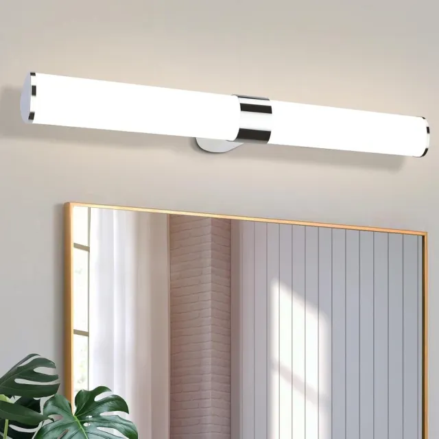 NETTLIFE Spiegellamp badkamer LED - 15W - chroom - 4000K neutraal wit - Spiegelverlichting 60CM - IP44 wandlamp - modern - voor kelder | keuken | badkamermeubel