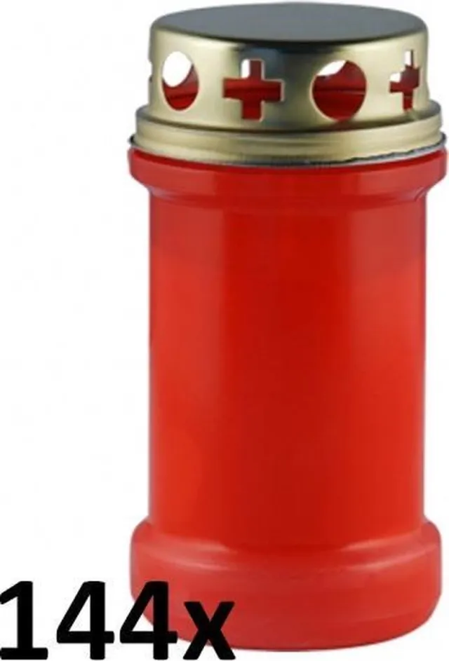 Smulders Deco 144 stuks graflichten rood transparant met regen deksel nr. 3 130/65 (48 uur)