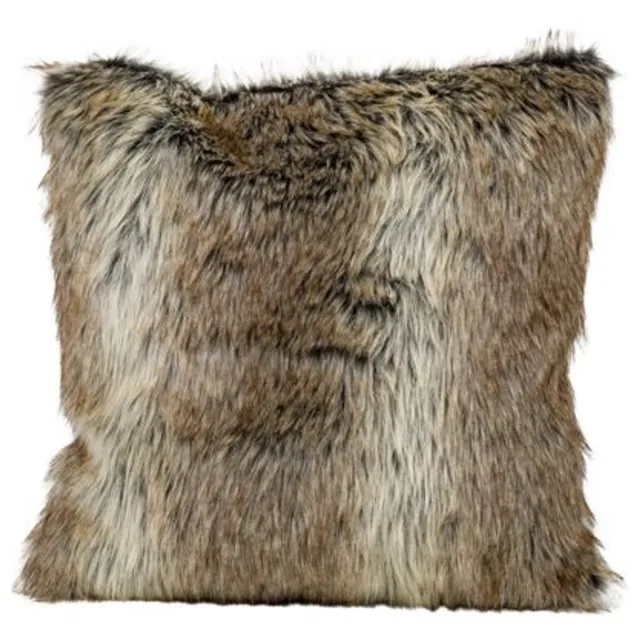 Cosy @ Home Kussen Faux Fur Bruin 45x45xh10cm Polyes