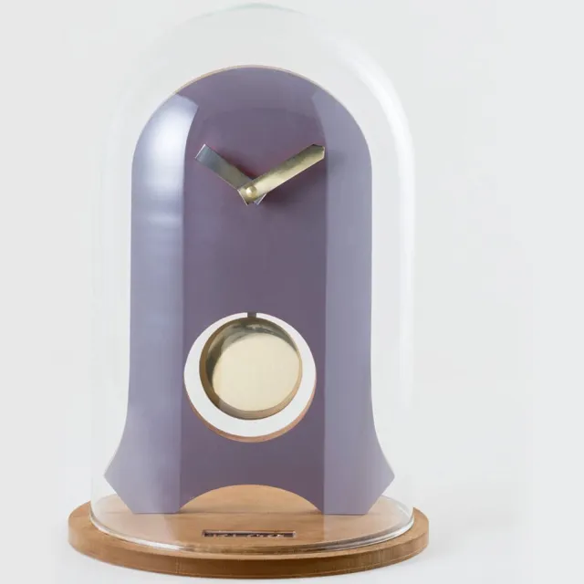 Kloq Koepelklok met Pendule - Bureau Klok - Batterijen Inbegrepen - Quartz Beweging - Niet-Tikkend Batterij Aangedreven -Lavendel Grijs & Goud - 21 cm x 21 cm x 31,5 cm Lavendel & Glimmend Goud