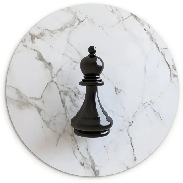 WallCircle Wandcirkel 30x30 cm - Muurcirkel Schaakstuk - Loper - Zwart - Marmer - Muurdecoratie woonkamer - Wanddecoratie slaapkamer - Kamer decoratie accessoires - Ronde schilderijen