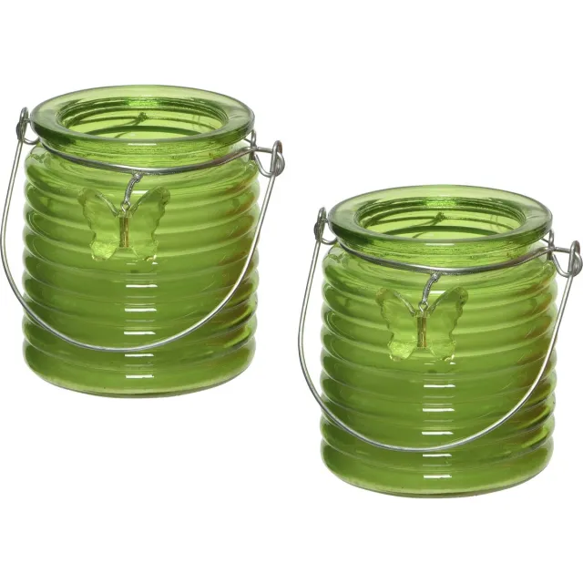 Decoris Citronella kaars - 3x - in windlicht - groen - 20 branduren - citrusgeur