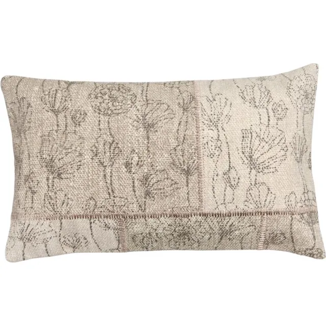 Linen & More Patchwork Flower Sand Kussen | 30 X 50 | Sierkussen Voor Woonkamer Of Slaapkamer Grijs