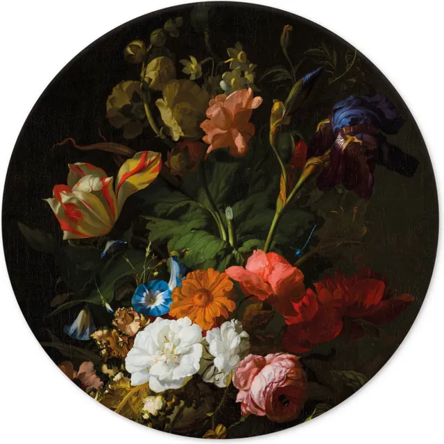 Wanderschoon Muurcirkel bloemstilleven Rachel Ruysch 60 cm - rond schilderij - wandcirkel Multi