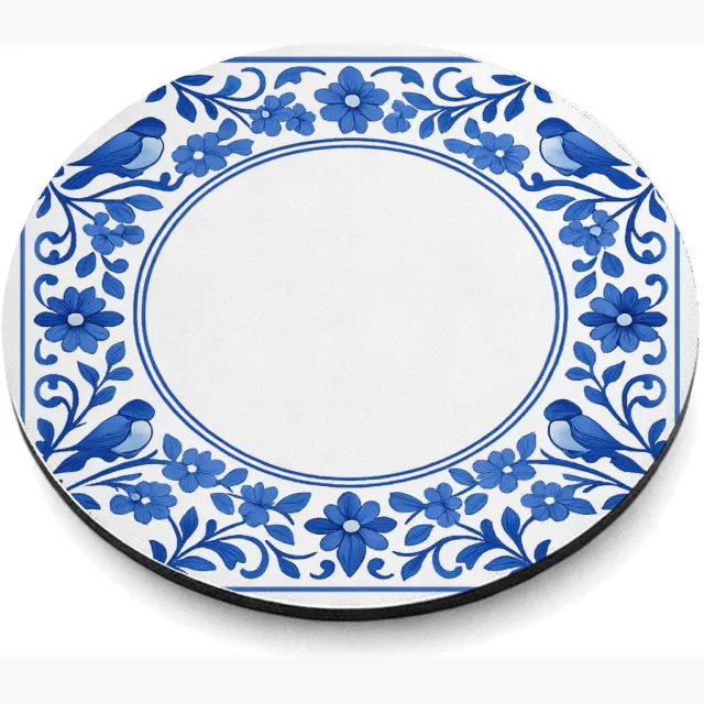 Mr Cadeautjes MDF magnetische fotolijst rond Ø 9,5 - design Een ronde botanische omlijsting rond een korte boodschap ove | cadeau Wit