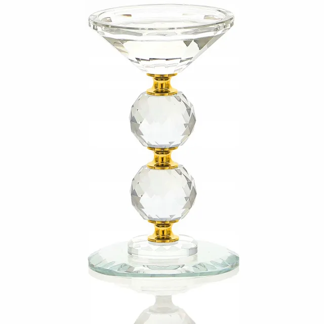 Messa Home Kristallen Kandelaar Goud H=15cm - Stijlvol en Elegant
