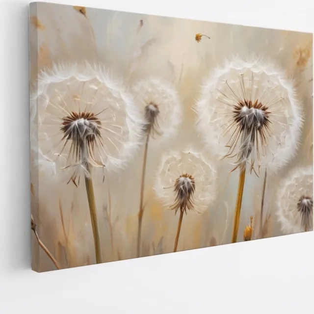 Saammp Canvas Schilderij - Bloemen - Paardenbloem - Abstract - 50x40 - Foto op canvas - Wanddecoratie - Muurdecoratie Woonkamer - Kantoor Decoratie Multicolor