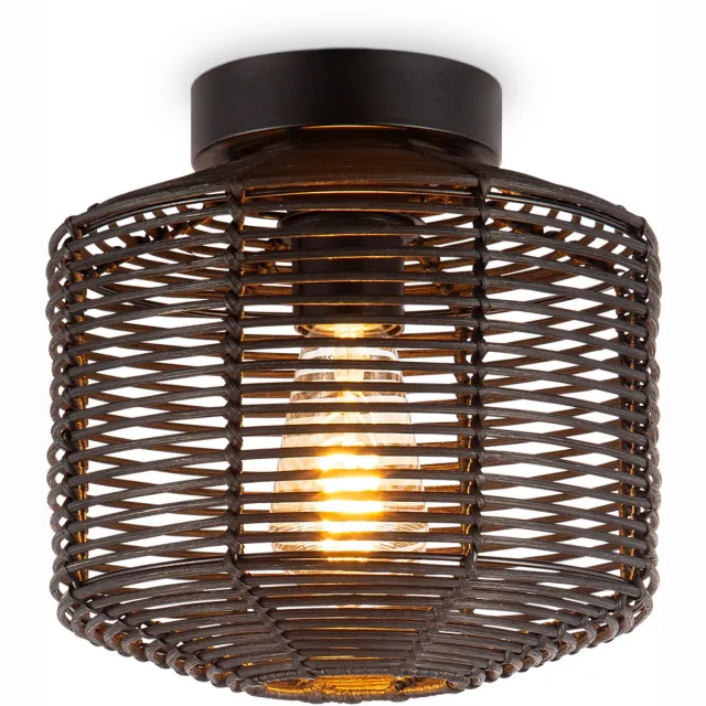 Home Sweet Home plafondlamp met gevlochten wilgenkap - E27 - Zwart