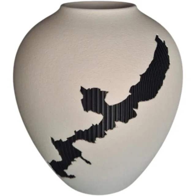 Sieraad & Zo van Mo Kinstu Nihon Vaas-25cm | Bottenwit met zwart