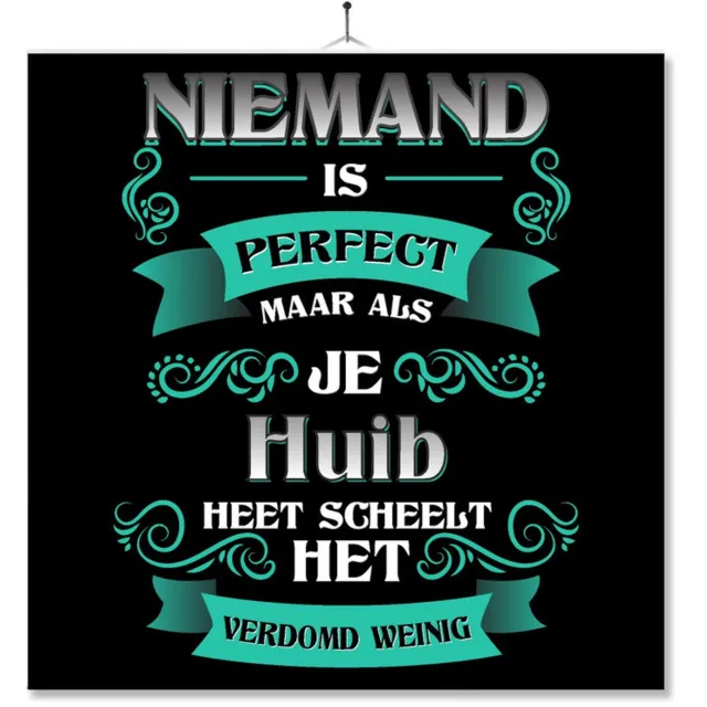 MC Living Tegel Met Opdruk | Kado | Cadeau | Niemand Is Perfect Maar Als Je Huib Heet Scheelt Het Verdomd Weinig Multi-Color