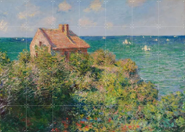 IXXI Fisherman's Cottage on the Cliffs at Varengeville, Claude Monet & Museum of Fine Arts Boston - 140 x 100 cm - Grote wanddecoratie en posters Groen / Blauw