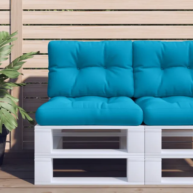 vidaXL Palletkussens 2 st stof lichtblauw blauw