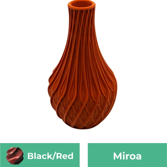 Lovora Miroa design vaas – Decoratieve vaas - Zwart / Rood - 3d geprinte vaas – geschikt voor droogbloemen - 25CM