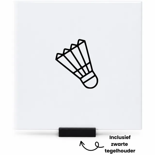 Hacebo Badminton shuttle tegeltje met tegelhouder - Badminton - Badmintonners - tegeltjes met tekst - Leuk cadeau voor iemand die van badminton houd - sport - spreuktegels - 15x15 CM Wit