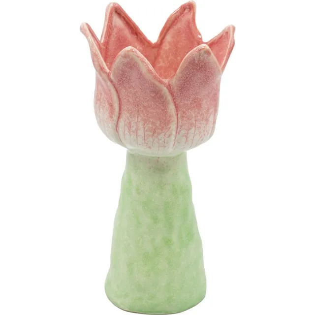 homebound by ky Aardewerk vaas tulp roze | 10x9,5x19,7cm | bloemenvaas keramiek bloem roze Multi