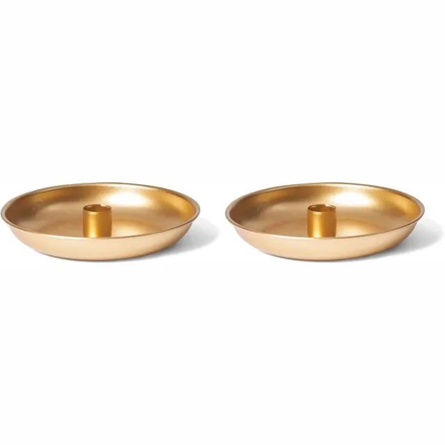 Novaliv Set van 2 kaarsenhouders Adventskrans ronde tafelkaarsen goud kerstdecoratie kaarsenhouder 15cm metalen kaarsenhouder kaarsenstoker kaarsenbord decoratieve schaal kerst scandinavisch chic