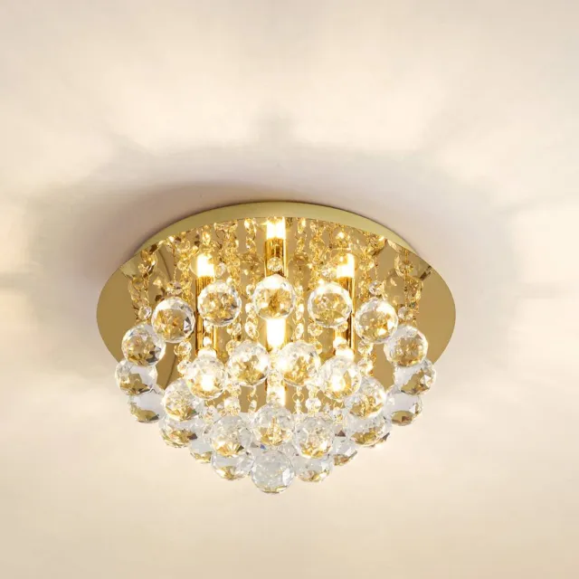 Lindby plafondlamp - 4lichts - Staal, kristal - H: 19 cm - G9 - goud