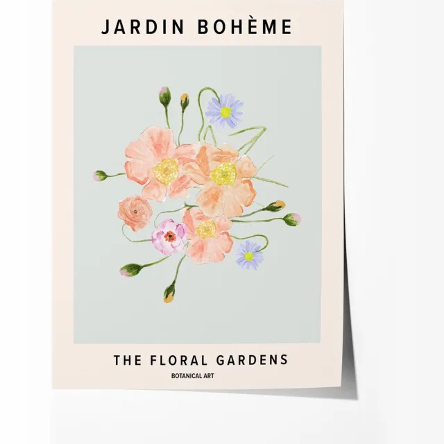 Jardin Boheme Jardin Bohème Bloemenposter - Poster 40x60 cm - Sfeervolle Wanddecoratie voor Woonkamer & Slaapkamer - Premium papier - zonder lijst Multicolor