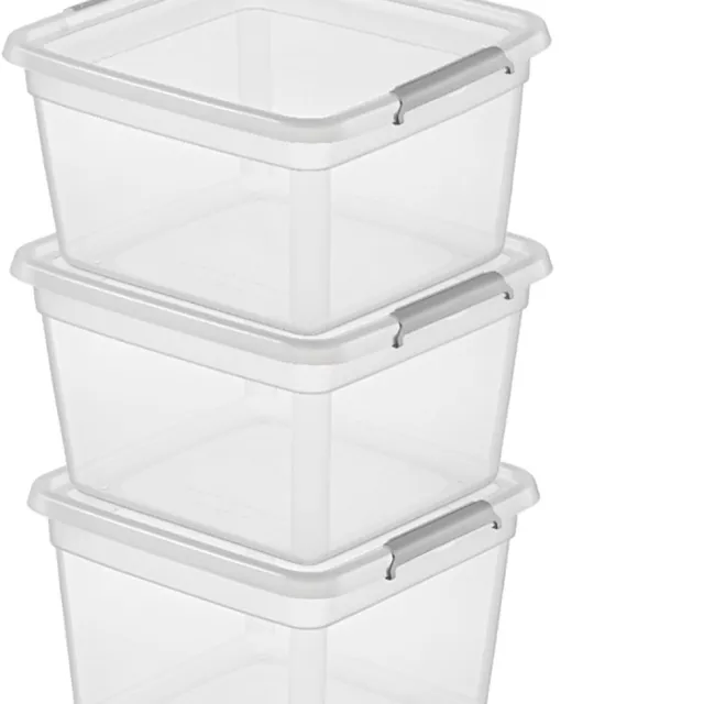 Orplast stevige opbergbox 32 liter (voordeelbundel) - basestore - Transparant - Stapelbaar | Nestbaar | Met deksel - Opbergbox met deksel - Opslagbak - Opslagbox- Opbergbak
