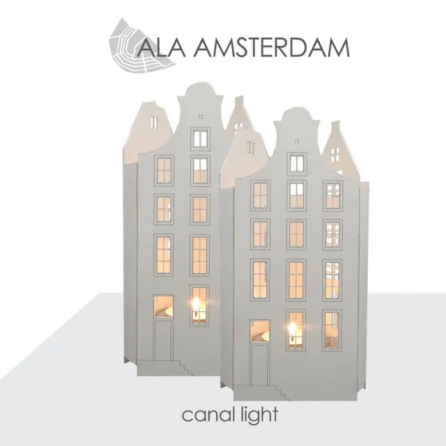ALA AMSTERDAM waxinelichthouder ALA AMSTERDAM canal light grachtenhuis 2 huisjes wit