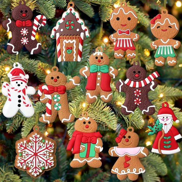 Daity 12-pack - Kerstboomversieringen in de vorm van een peperkoekmannetje, diverse kerstversieringen in de vorm van een peperkoekmannetje, kerstboomversieringen Veelkleurig-3
