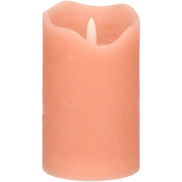 Stern fabrik LED kaars/stompkaars - roze - D7,5 x H12,5 cm - timer - 3D vlam