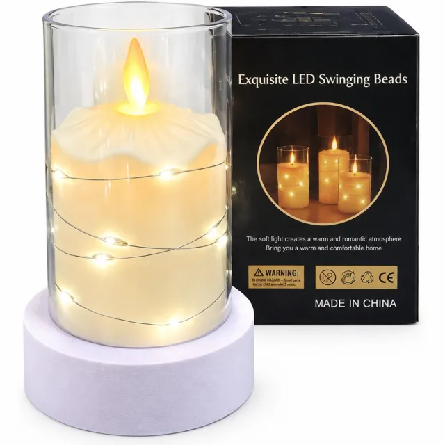 SWGOTA led kaarsen met bewegende vlam - 7,5 x 12,5 cm, kunststof decoratie, warm licht, zonder batterijen Zwart