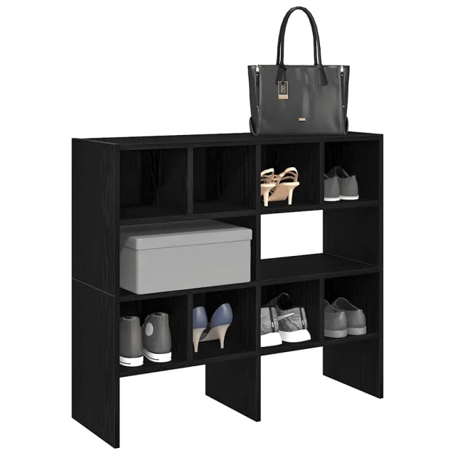 vidaXL Schoenenrekken 2 st stapelbaar 89,5x30x40 cm zwart eikenkleurig