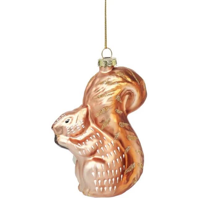 Sass & Belle BRUINE EEKHOORN KERSTHANGER GLAS - SASS & BELLE licht bruin