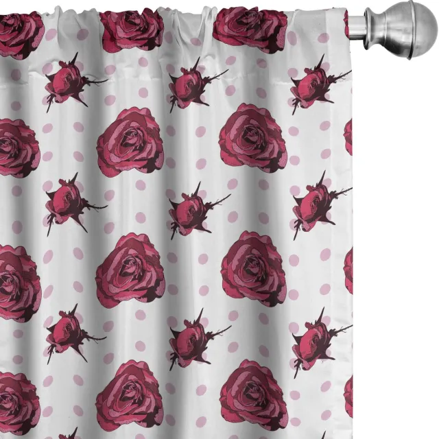 ABAKUHAUS Vintage Rose Voorhangen – 2x75x175 cm – Mikrofaser – Halfdonker Baby Roze Framboos