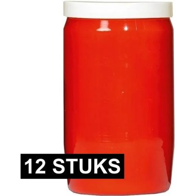 SPAAS Grafkaars/gedenklicht - 12x - rood - 6 x 10 cm - 3 dagen brandtijd - Graflichten