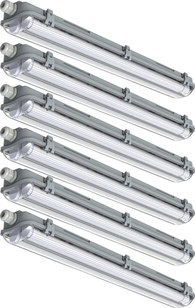 LED's light by Shada FastFix LED TL Armaturen dubbel 150 cm incl. LED TL lampen - Geschikt voor alle ruimtes - 6 stuks Grijs