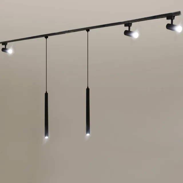Rilimo Railverlichting - Railsysteem Plafondverlichting - GU10 Spots Ronde Spots - Dimbaar Sfeervol Zwart 3 Spots 2 tubes Links Rechts 3 Meter
