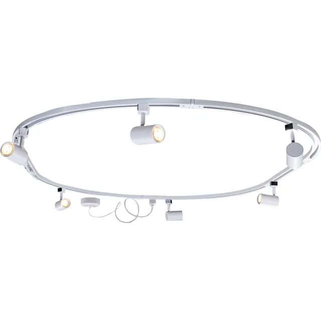 QAZQA iconic jeana - Moderne Spot railsysteem verlichting, railverlichting geschikt voor led - 6 lichts - L 170 cm - Wit - Woonkamer | Slaapkamer | Keuken Wit Rond