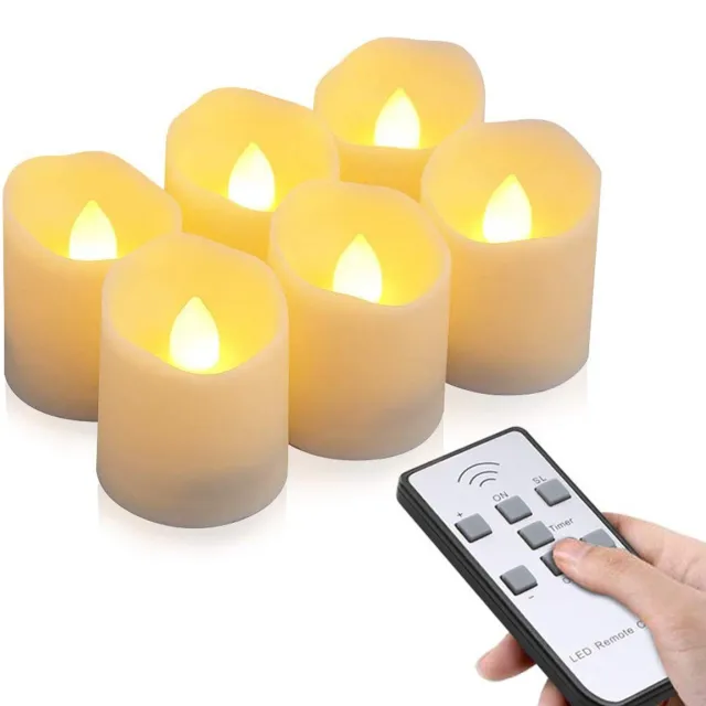 HWD Oplaadbare Led Kaarsen Met Bewegende Vlam - Set van 6 - Met Afstandsbediening - Met Oplaadstation - Theelichtjes - Waxinelichtjes - Flikkerende Vlam - Oplaadbaar & Draadloos- warme kleuren Witte behuizing