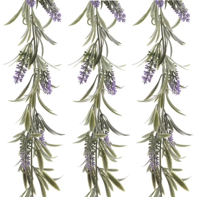 Decoris Lavendel Bloemen slinger - 3x stuks - Paars - kunstplanten - 80 cm- Kunstplanten/kunsttakken