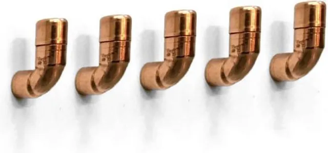 Made by de l'Orme Koperen kapstokhaken (set van 5) Wandhaak - Muurhaak - Ophanghaak - Handdoekhaak