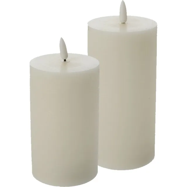 Cepewa LED kaarsen/stompkaarsen - set 2x - creme wit - H12,5 en H15 cm - flikkerend licht - timer