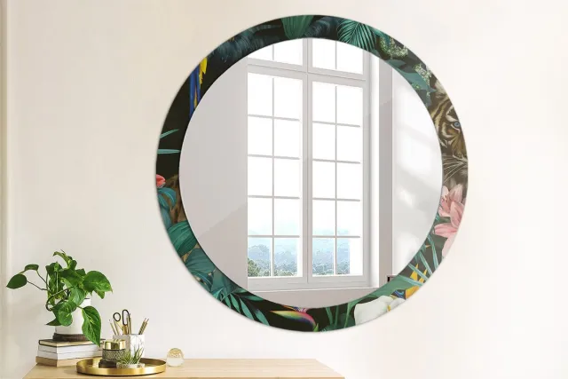 Coloray Bedrukte Spiegel - Vintage jungle Spiegel Lijst Met Print - 90 cm - Groente Bedrukte Spiegel - Spiegel Lijst Met Print - Spiegel Met Print - Wandspiegel Met Print Groente Vintage jungle