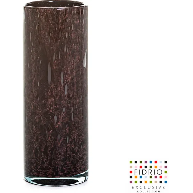 Fidrio Glas Fidrio - Vaas - Wild Berry - Cilinder - Hoogte 32 cm Paars zwart