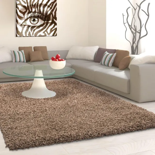 Life Hoogpolig vloerkleed, effen kleur - mokka, vloerkleed voor de woonkamer, jute achterkant, afmeting
