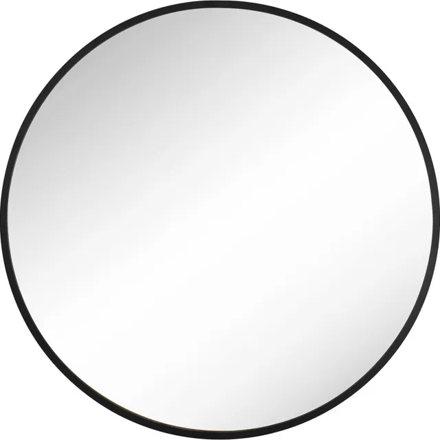 Songmics Wandspiegel met Rond Metalen Frame - diameter 61 cm - metaal - voor hal woonkamer slaapkamer en badkamer - zwart