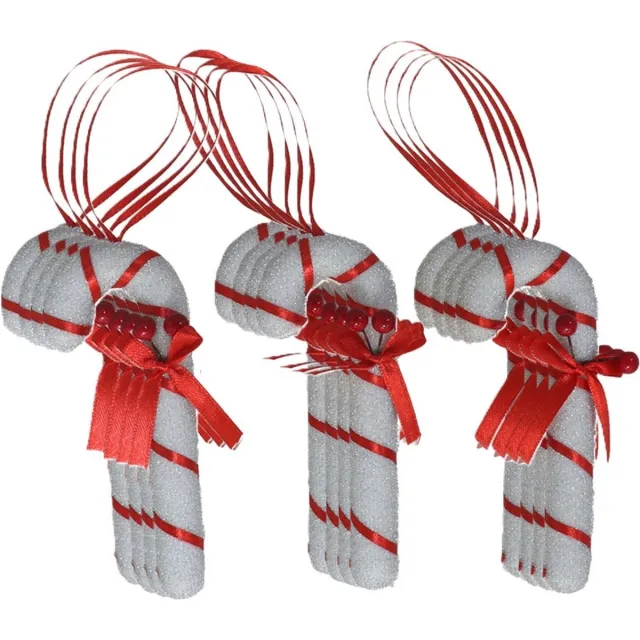 Gerimport kersthangers/kerstornamenten zuurstokken- 12x - kunststof- 12 cm Rood