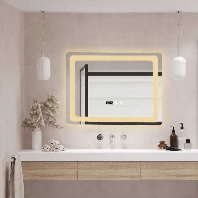 pro.tec LED spiegel Casoli 60x80x3,5 cm zilverkleurig