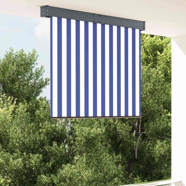 vidaXL Rolgordijn voor buiten 120x250 cm blauw en wit