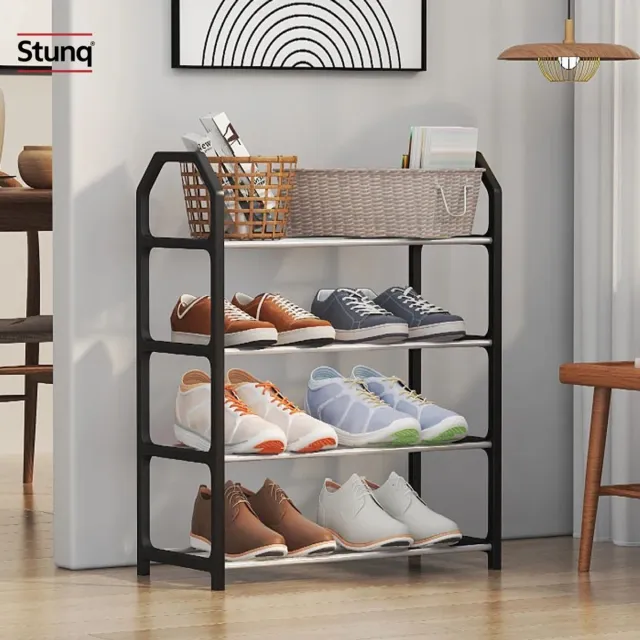 Stunq 4-laags schoenenrek – zwart, 50x42x18 cm, open frame met 4 leggers