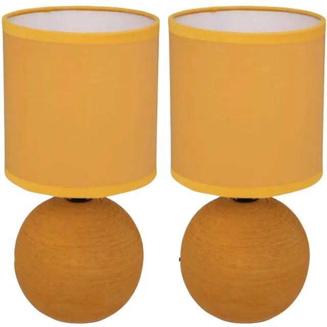 Atmosphera Tafellamp Paris - 2x - dolomiet kunststeen/kunststof - okergeel - H25 cm - staande designlamp