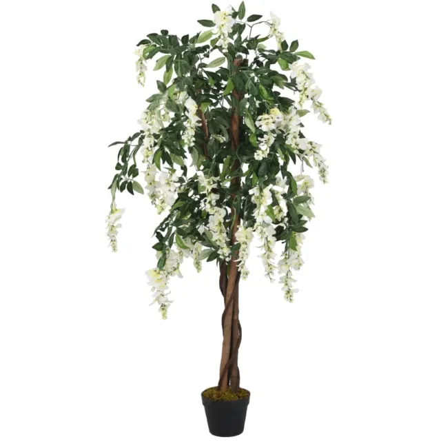 vidaXL Kunstplant wisteria 1470 bladeren 200 cm groen en wit