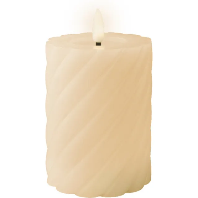Lumineo Luxe LED kaars/stompkaars - creme wit - D7,5 x H12,3 cm -timer